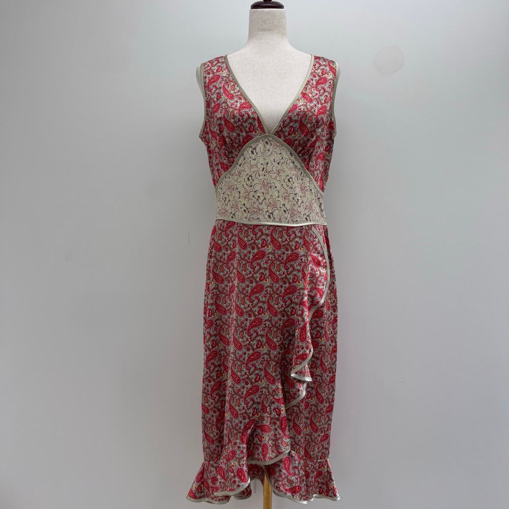 VTG ABS Allen Schwartz Paisley Dress sz 12 Y2K Whimsical Romantic Babydoll